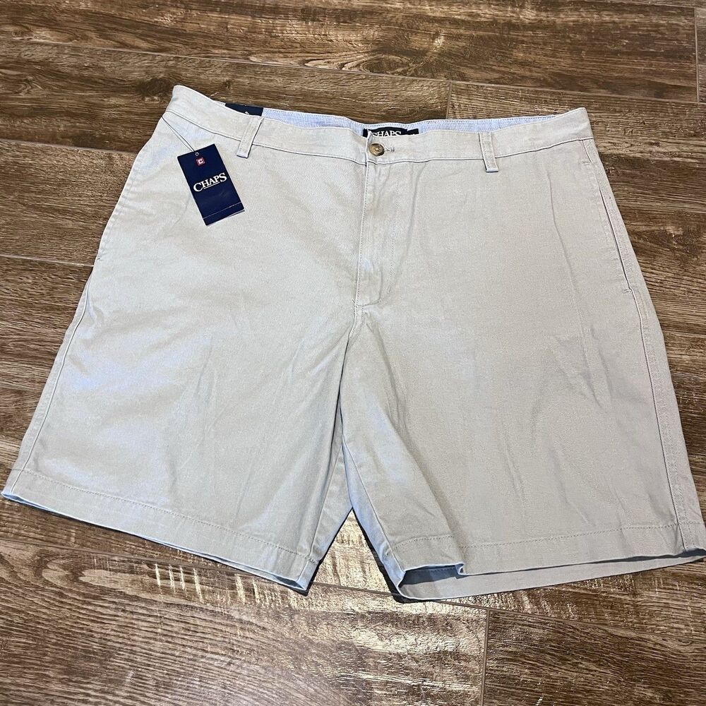 Chaps Shorts 38 Mens Gray Bermuda Cotton Stretch Classic 9" Inseam Flat Front